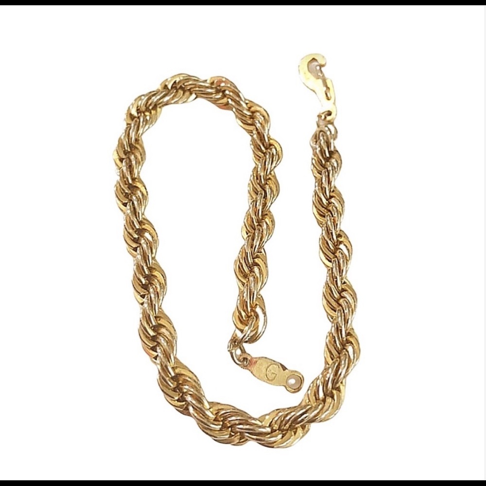 14KGP Gold Unisex Rope Bracelet 8” Lobster Claw Clasp EUC